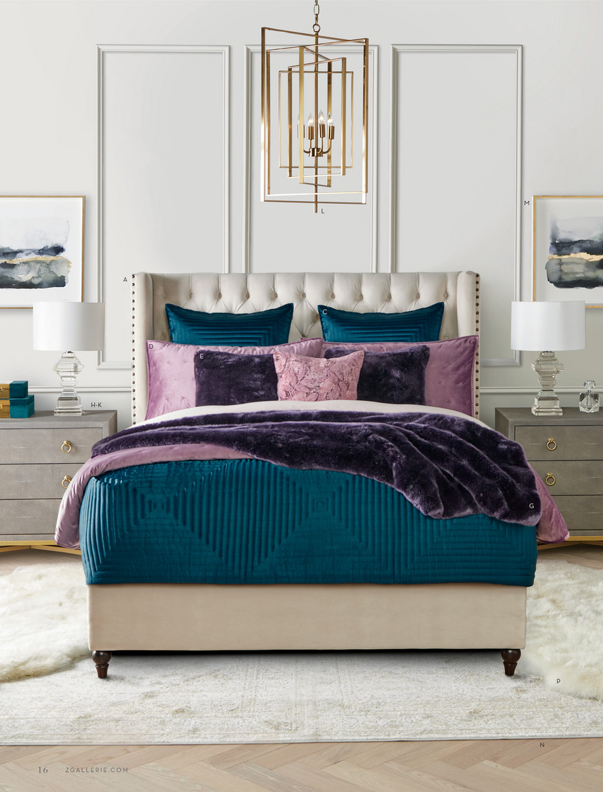 Z Gallerie - Fall 2020 - Roberto Bed Queen - Velvet Pearl