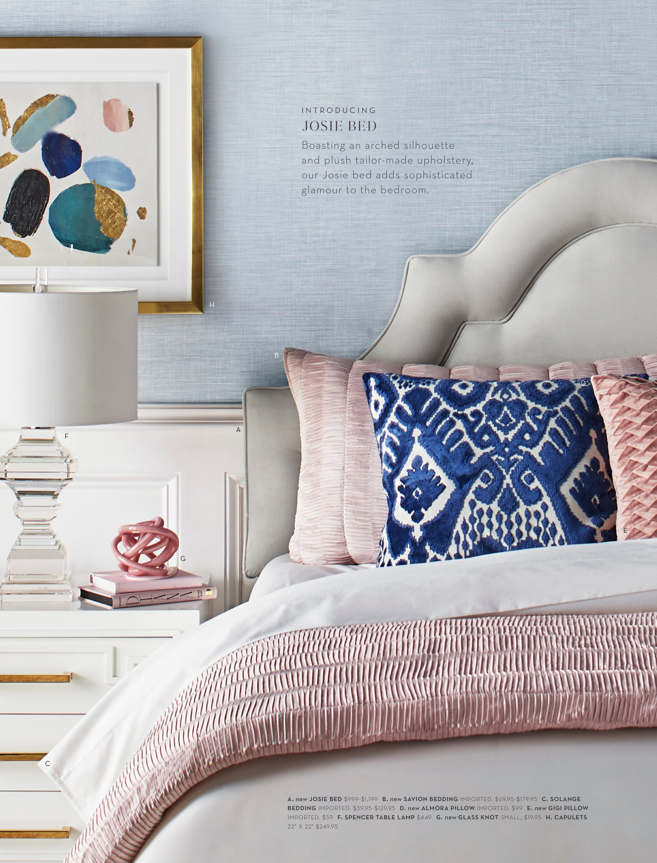 Z Gallerie - SPRING FORWARD - Chloe Bed Queen - Velvet Blush