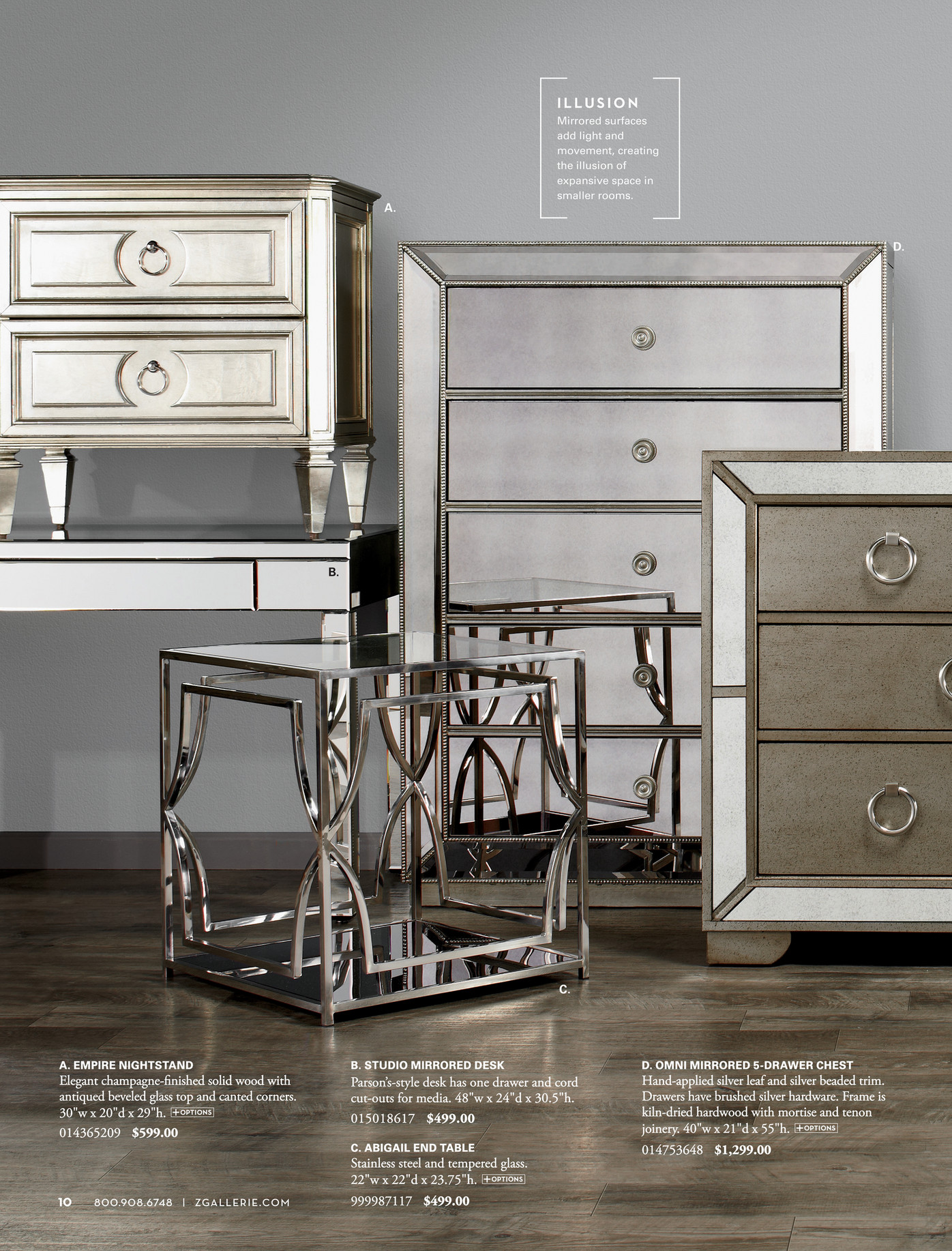 Z Gallerie Accent On Design Omni Mirrored 6 Drawer Dresser By