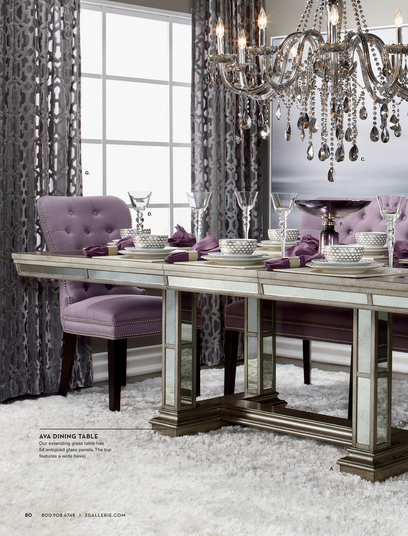Z Gallerie Live In Color Ava Extending Mirrored Dining Table