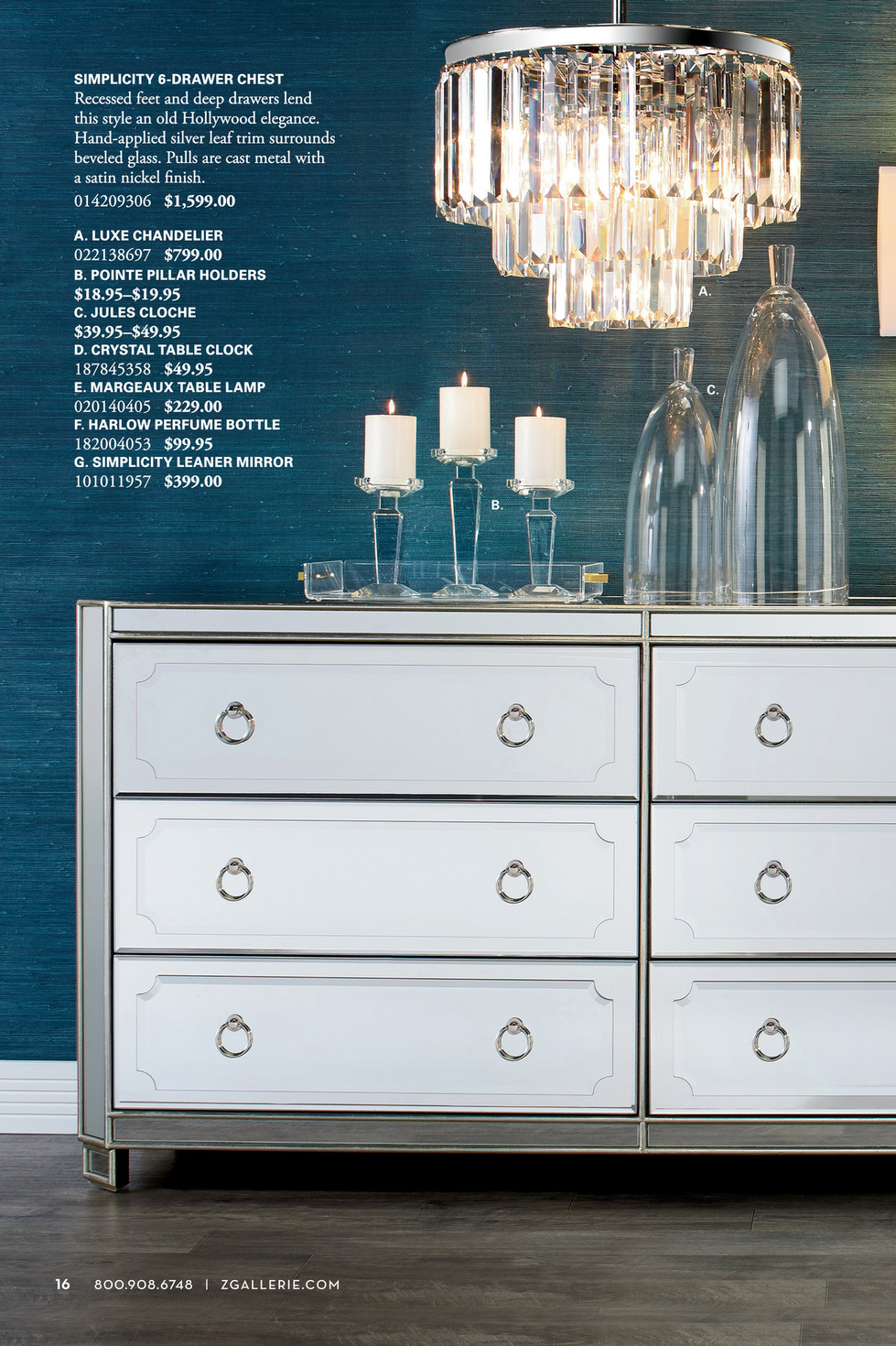 Z Gallerie Luxe For Less Simplicity Mirrored 6 Drawer Dresser