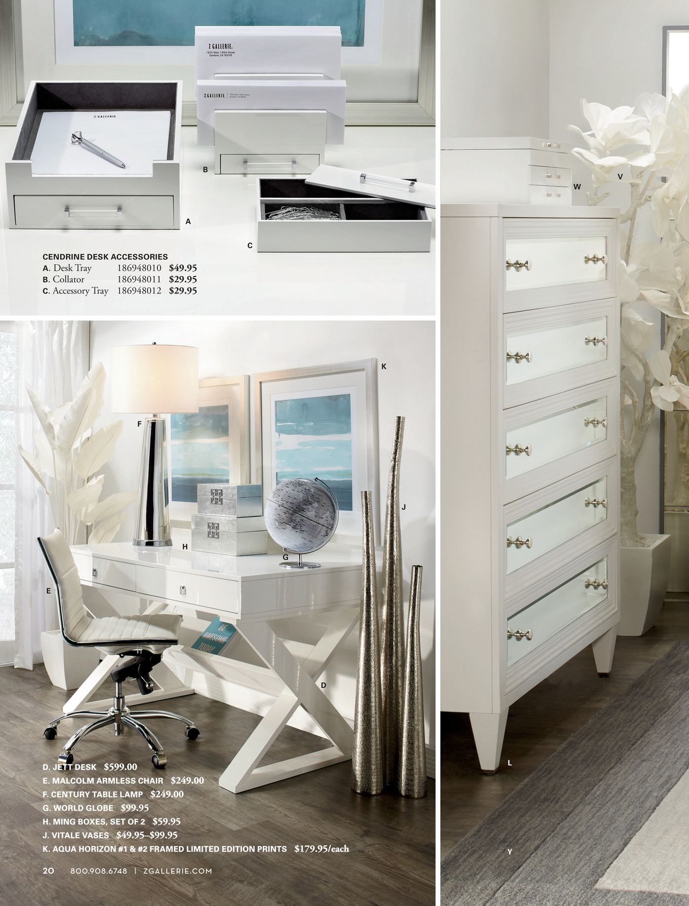 Z Gallerie Designed By You Jett Desk White Lacquer