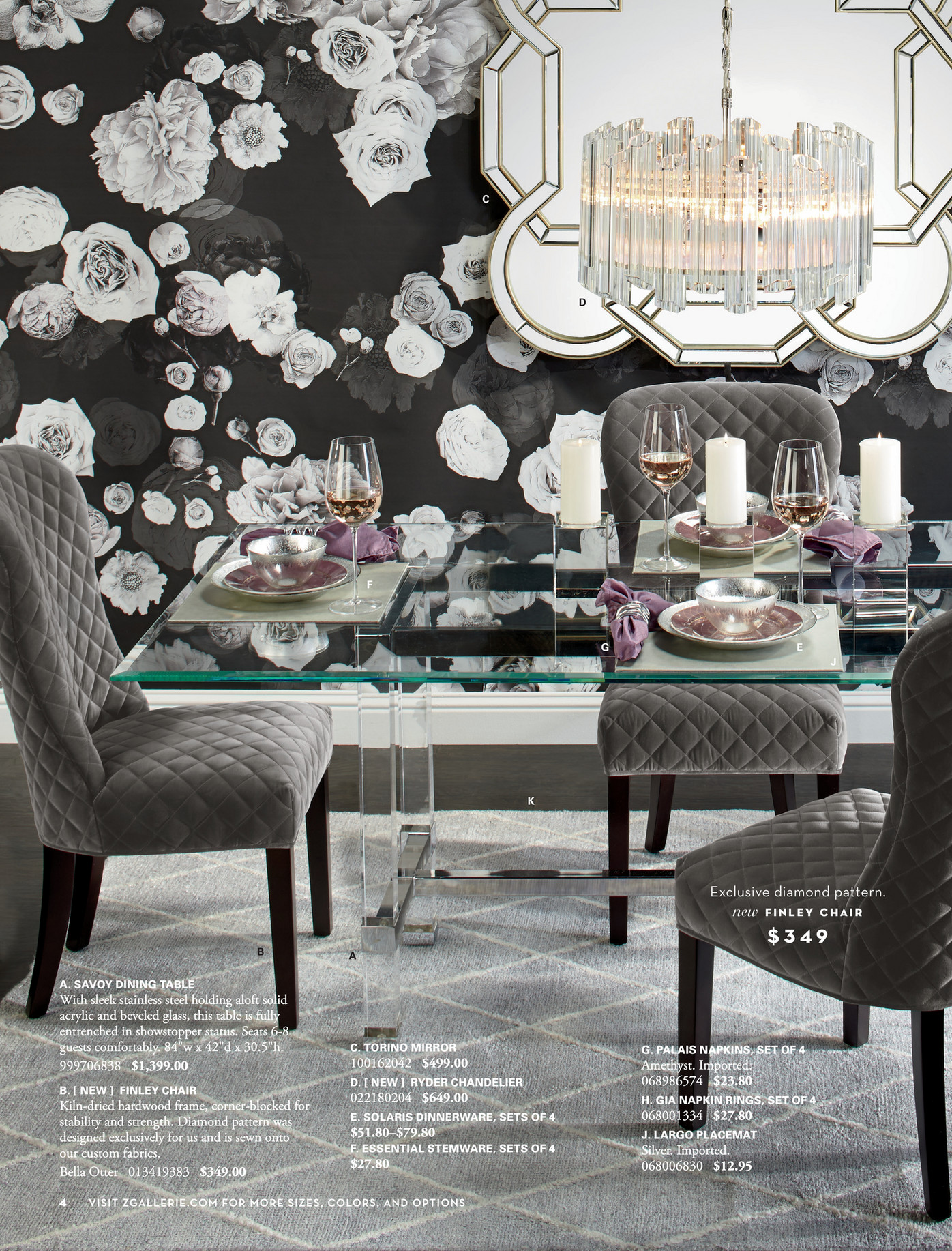 Z Gallerie Modern Glam Savoy Dining Table