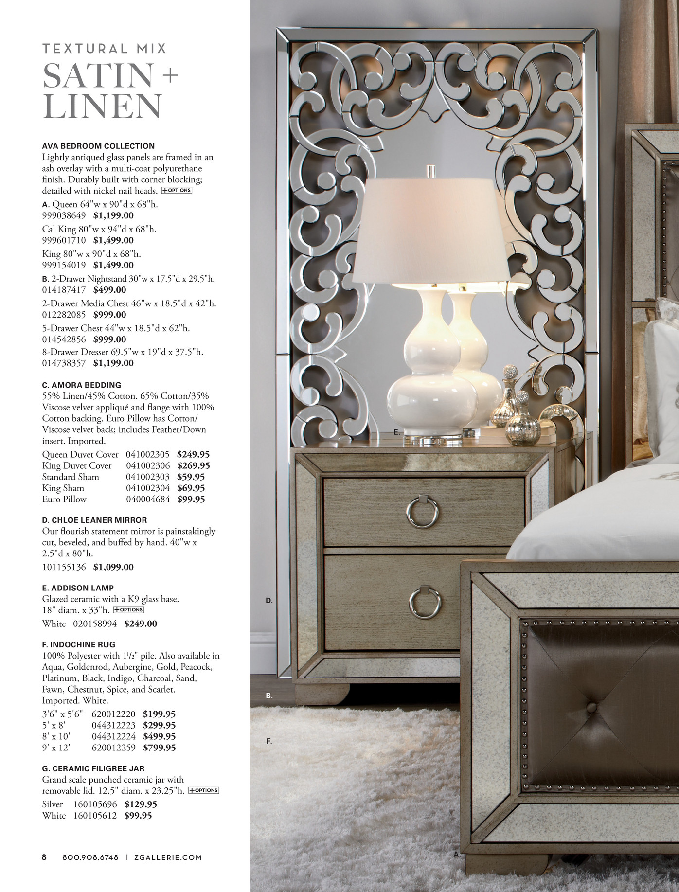 Z Gallerie Holiday Entertaining Chloe Leaner Mirror
